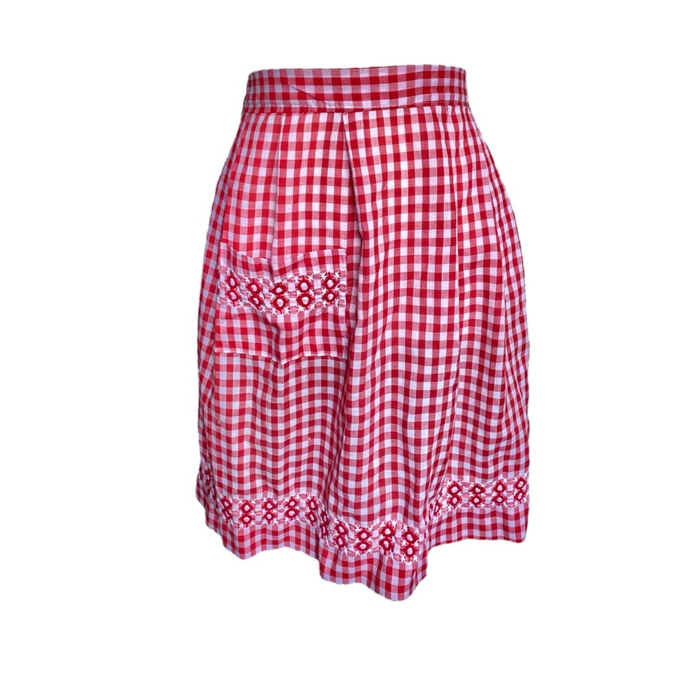 Vintage 1950 Hand Stitched Red Gingham Apron
